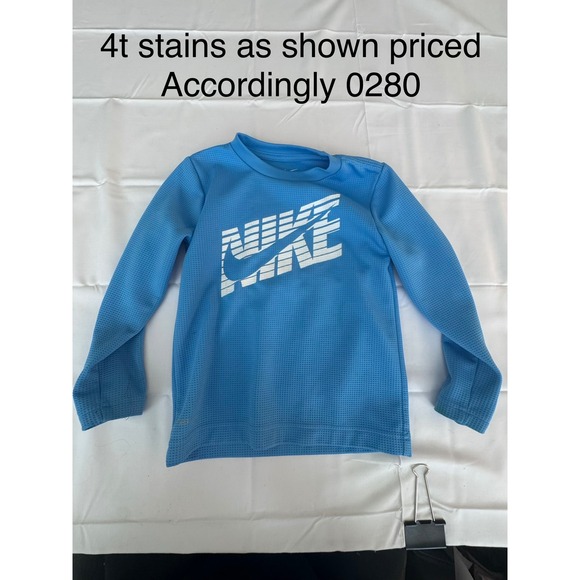 Nike Other - Nike Boys Blue Long Sleeve Graphic T-Shirt Waffle Knit Performance Top Size 4T